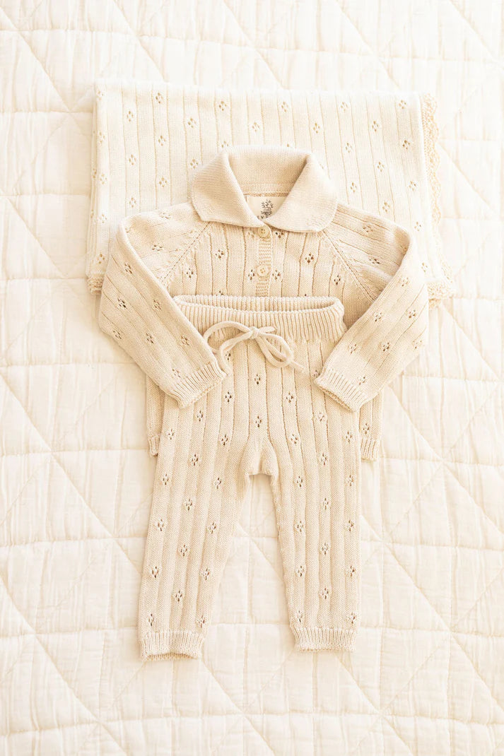 Knit Pointelle Pants - Sugar