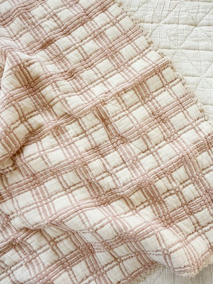 French Plaid Blanket - Petal
