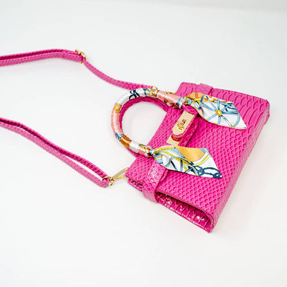 Pink Crocodile Scarf Handbag