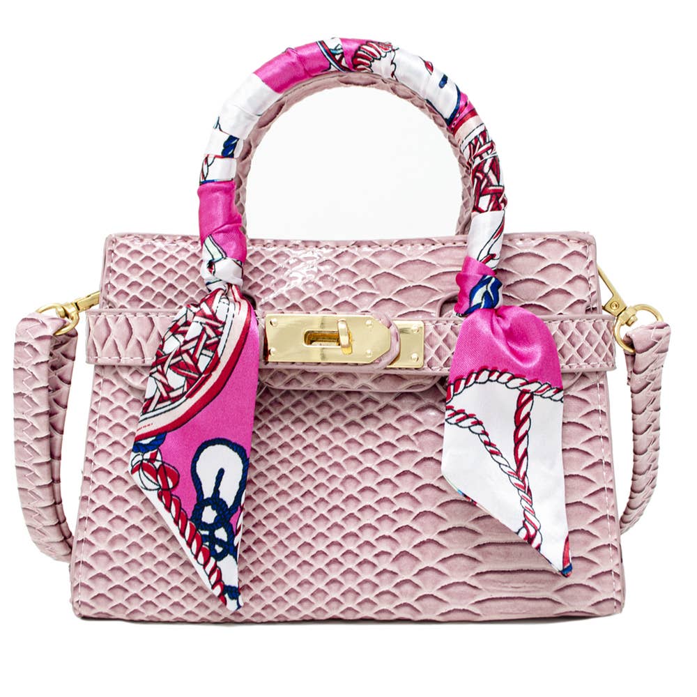 Pink Crocodile Scarf Handbag