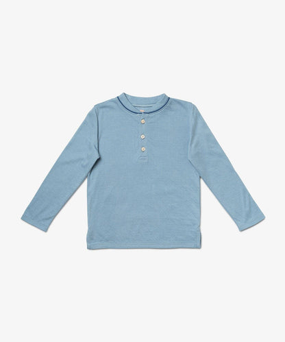 Organic Henry Tee - Dusty Blue