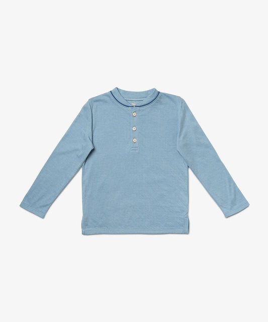 Organic Henry Tee - Dusty Blue