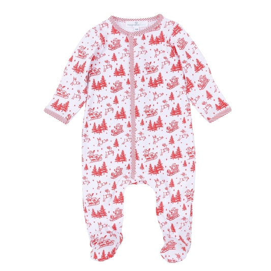 Holiday Toile Footie - Red