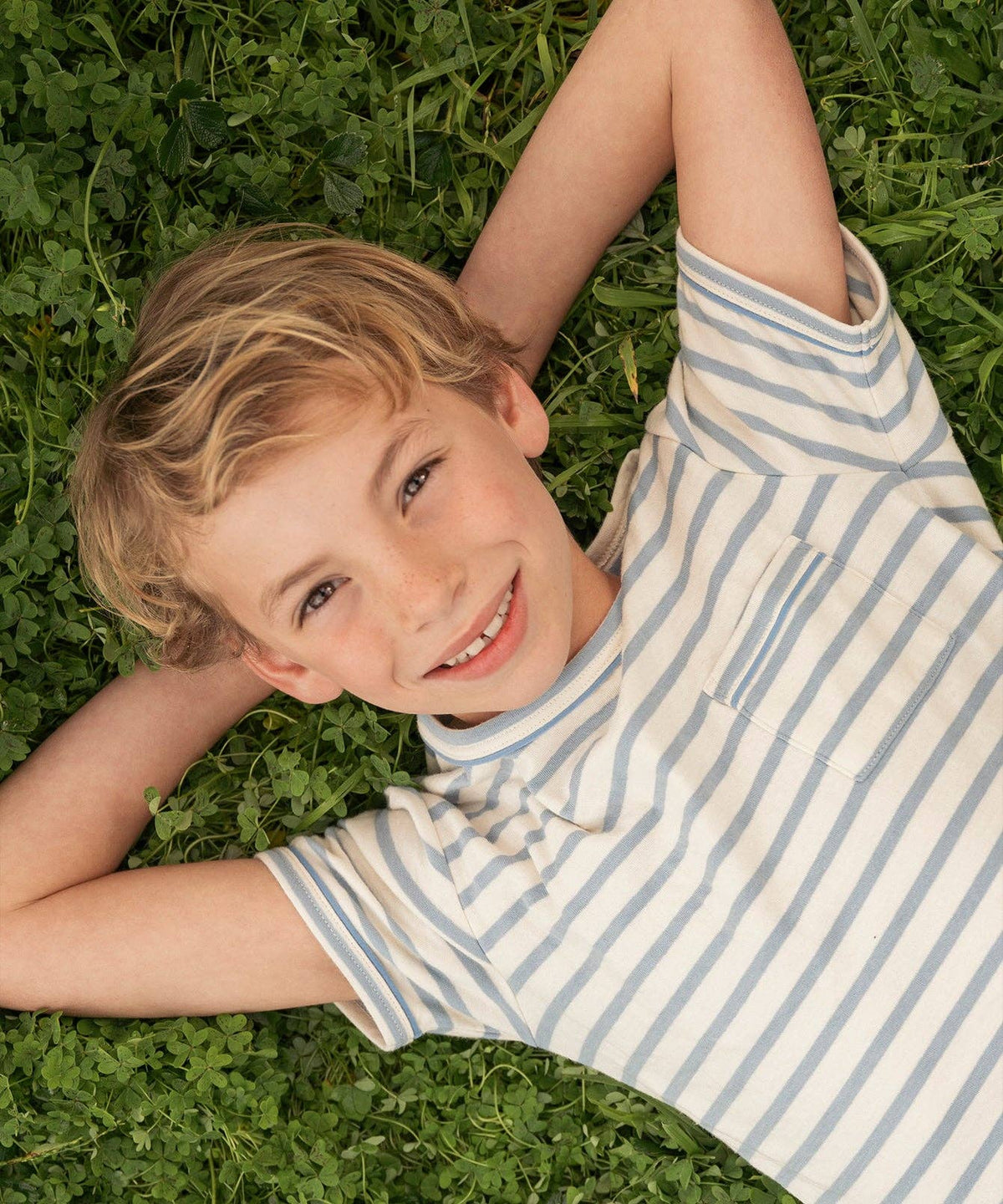 Organic Willie Tee - Dusty Blue Stripe