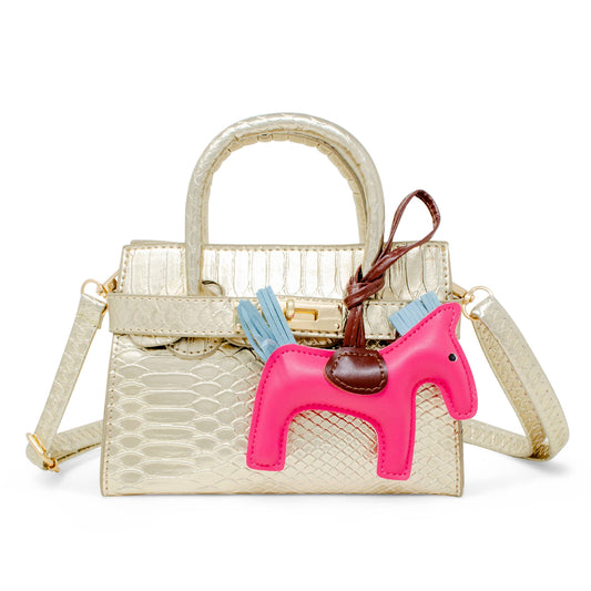 Gold Crocodile Pony Handbag