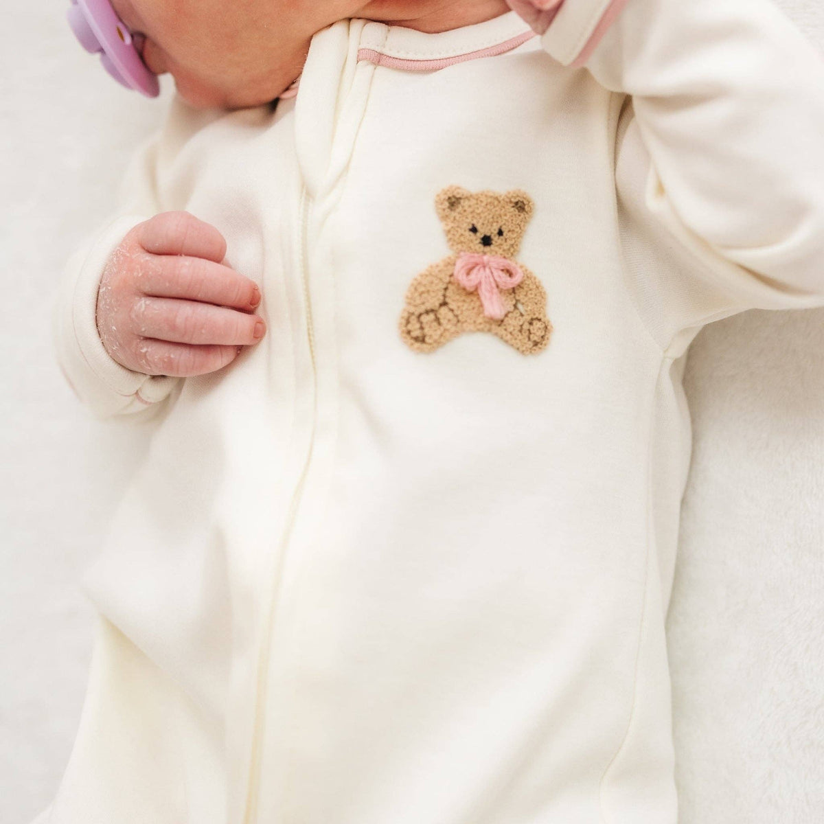 Bear Hugs Footie - Dusty Rose