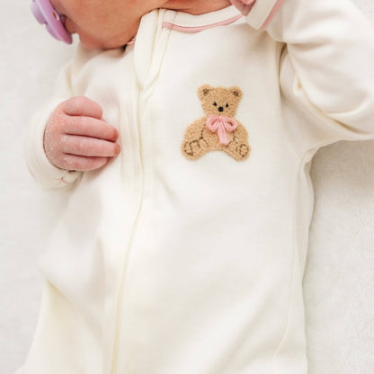 Bear Hugs Footie - Dusty Rose