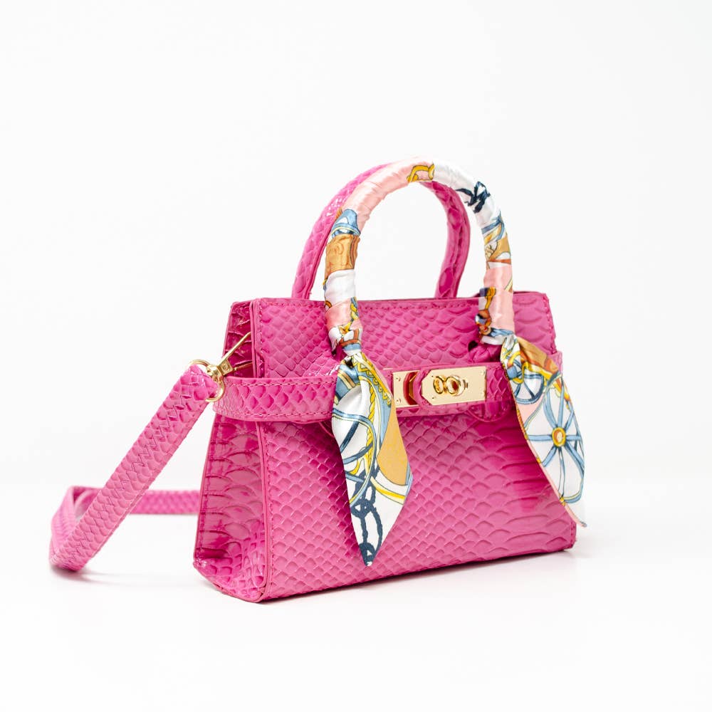 Hot Pink Crocodile Scarf Handbag
