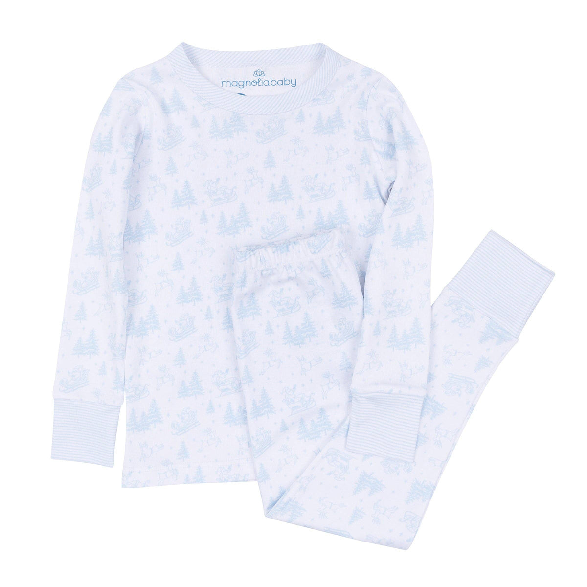 Holiday Toile Pajamas - Light Blue