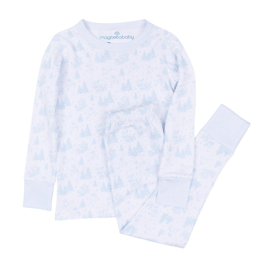 Holiday Toile Pajamas - Light Blue