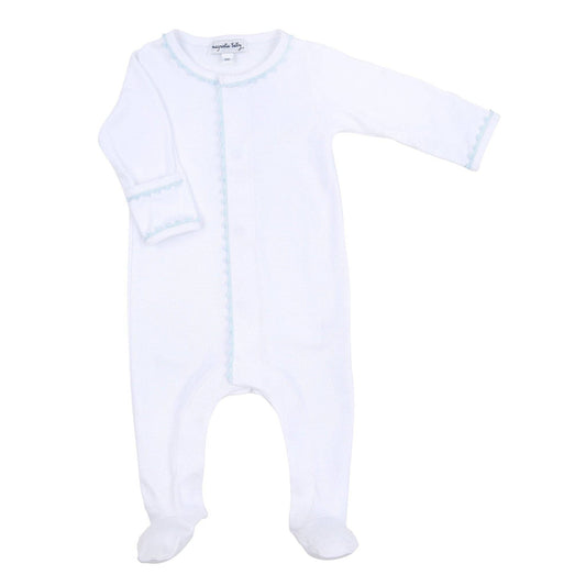 James Crochet Trim Footie - Blue