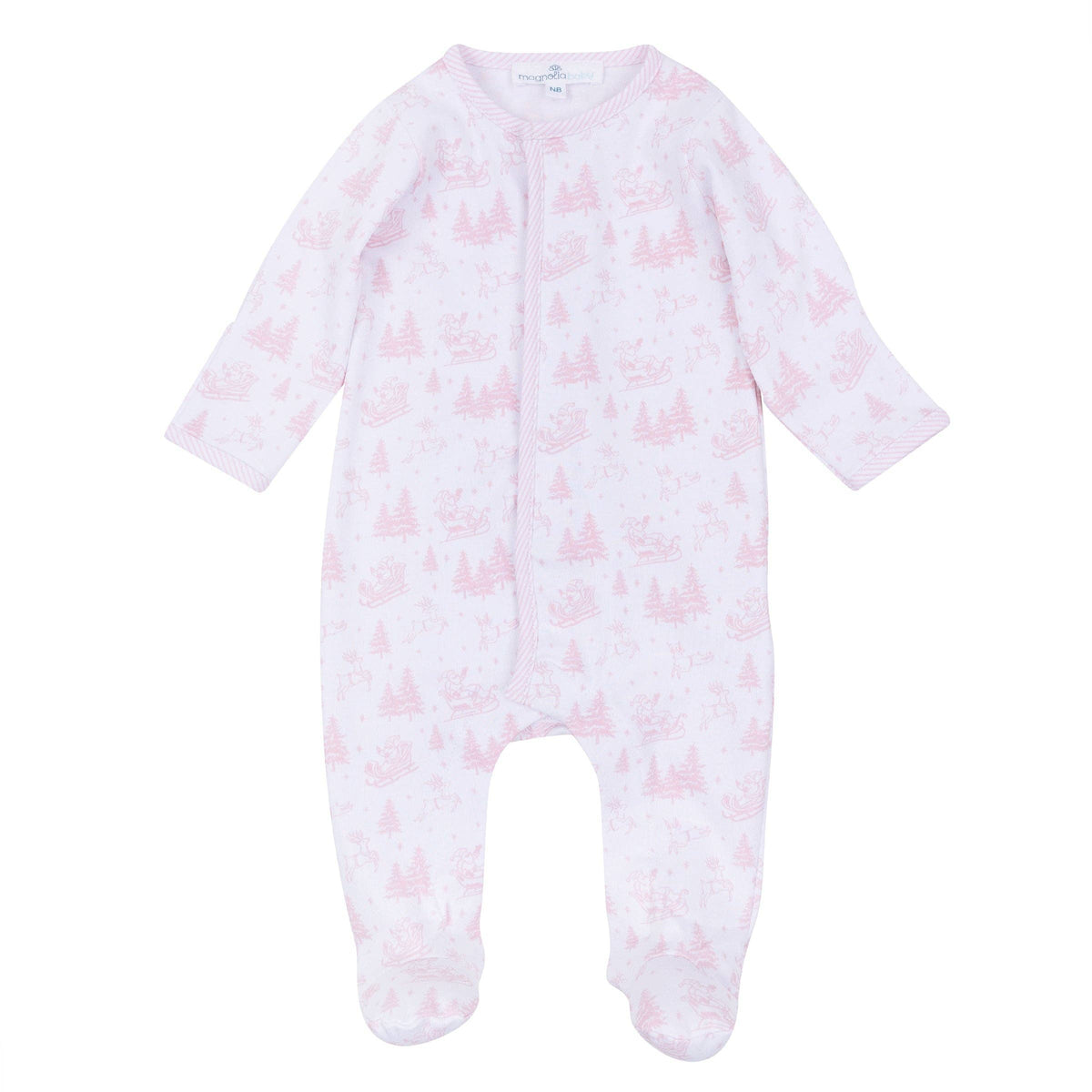 Holiday Toile Footie - Pink