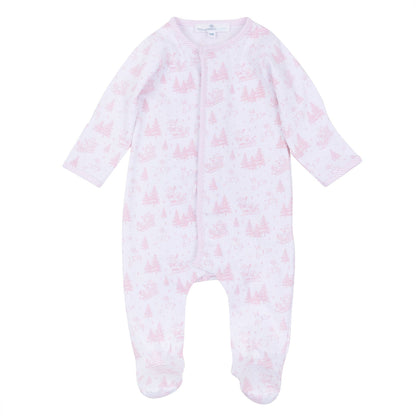 Holiday Toile Footie - Pink