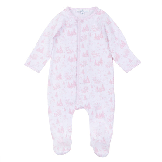 Holiday Toile Footie - Pink