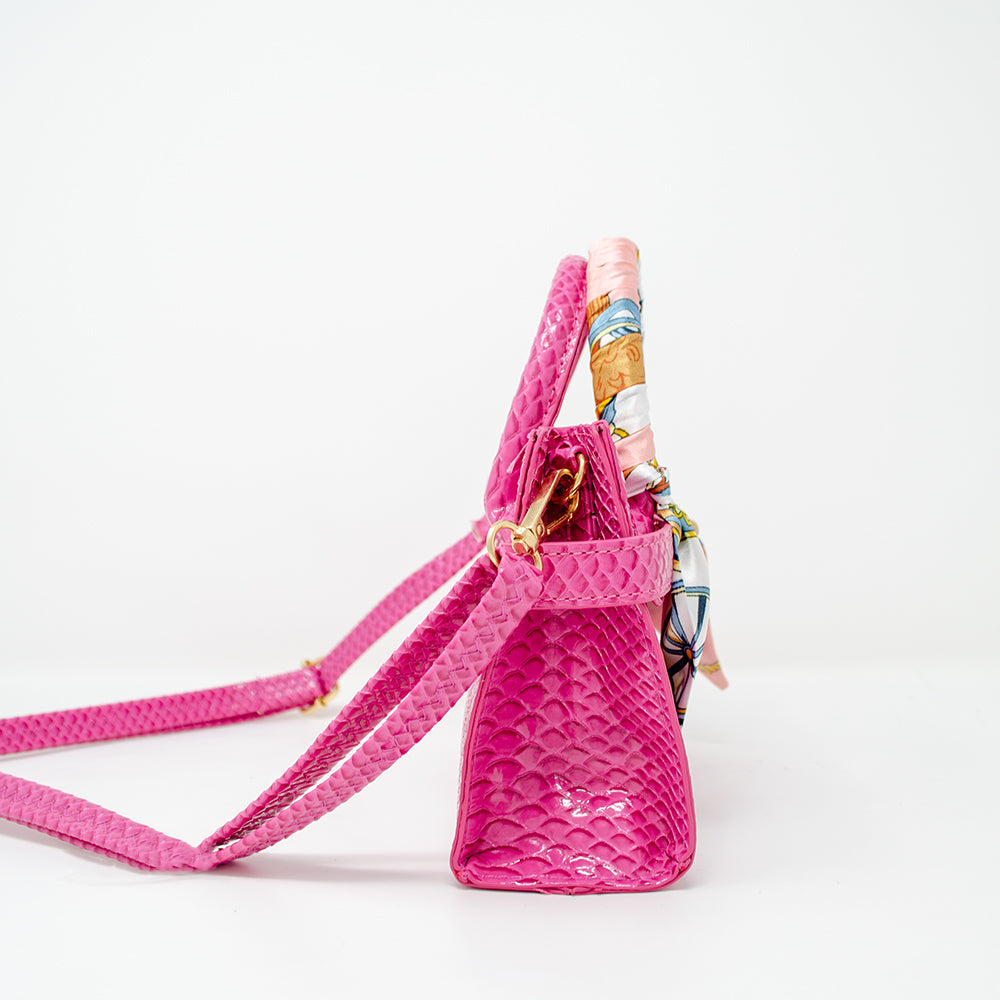 Pink Crocodile Scarf Handbag