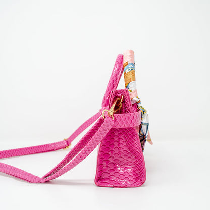 Pink Crocodile Scarf Handbag