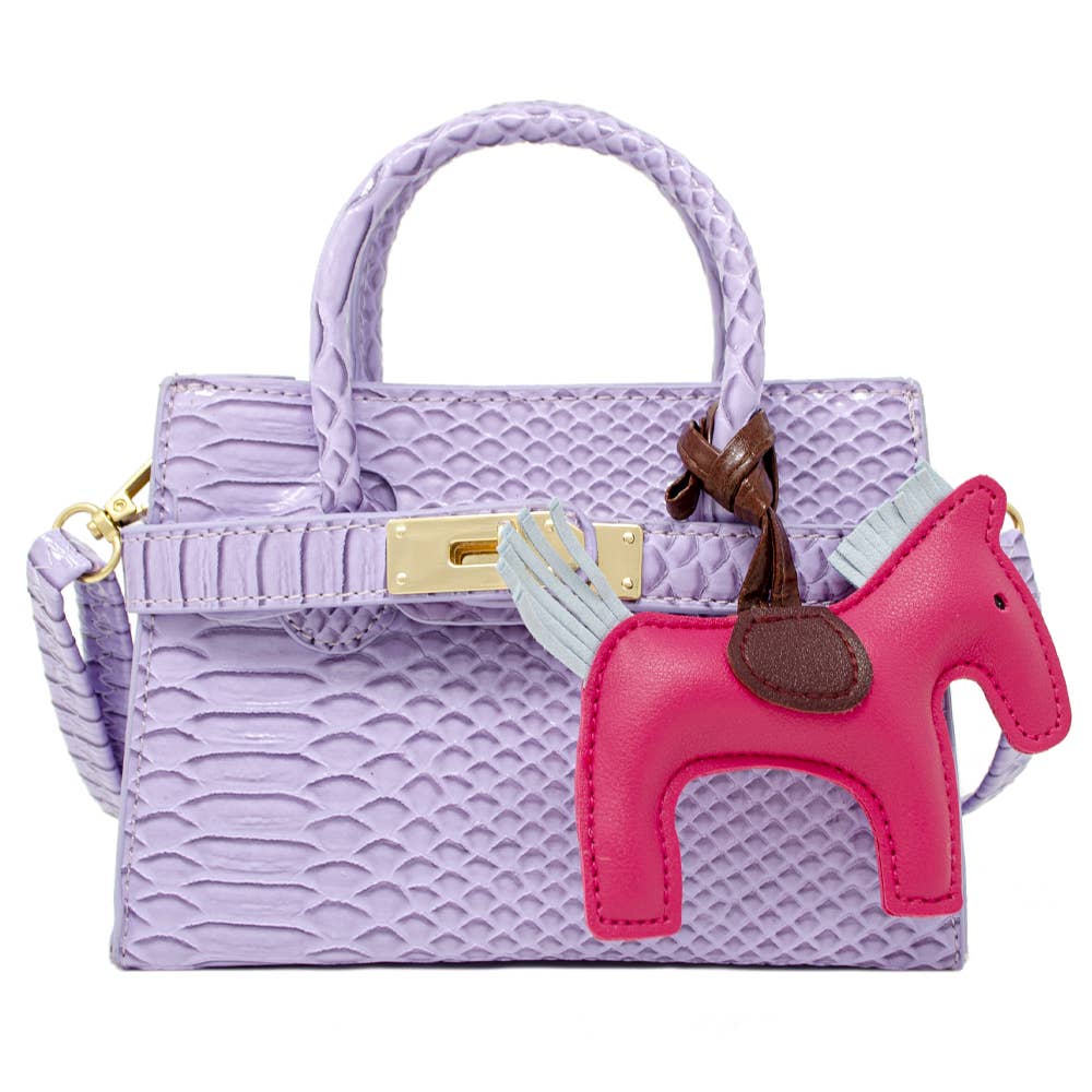 Lavender Crocodile Pony Handbag