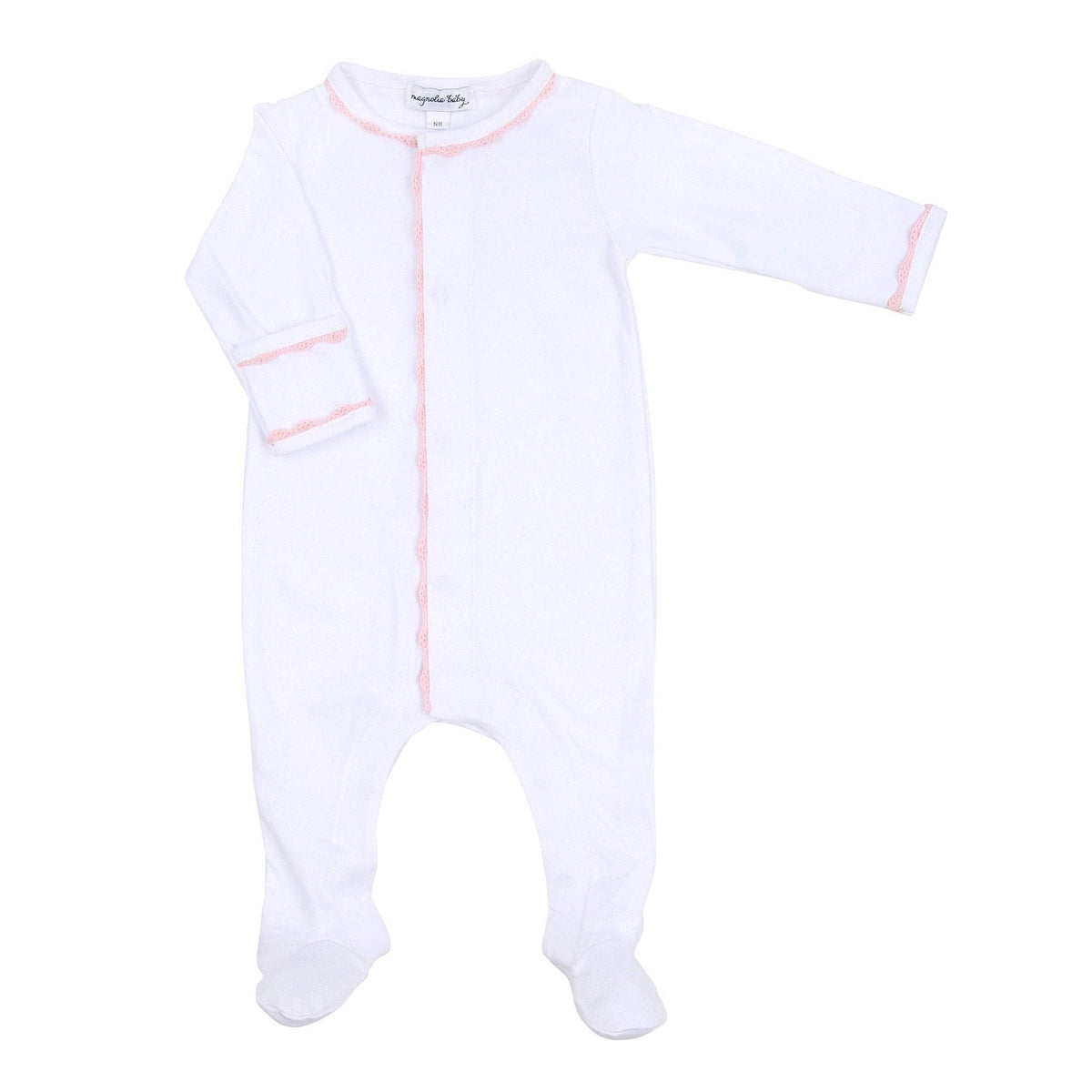 James Crochet Trim Footie - Pink