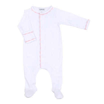James Crochet Trim Footie - Pink