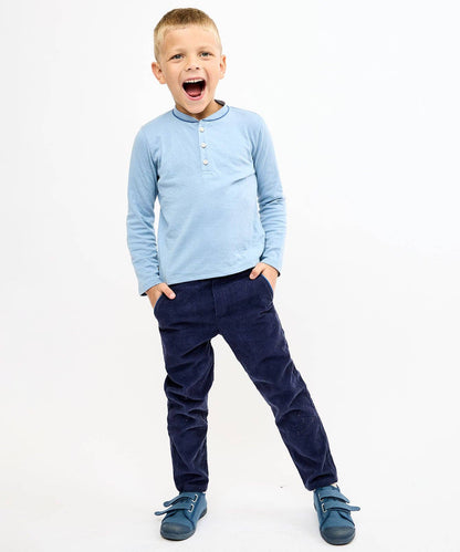 Organic Henry Tee - Dusty Blue