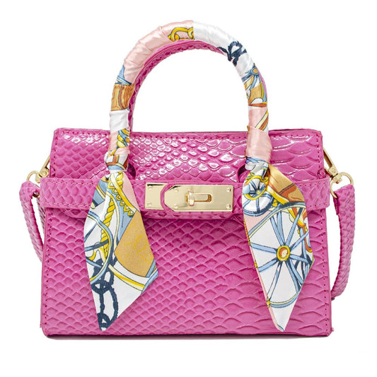 Hot Pink Crocodile Scarf Handbag