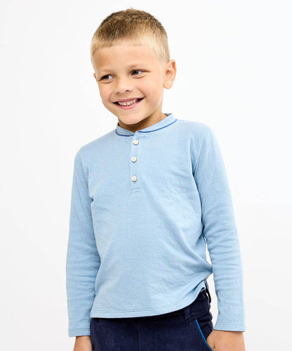 Organic Henry Tee - Dusty Blue
