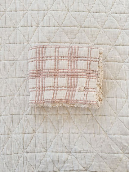 French Plaid Blanket - Petal