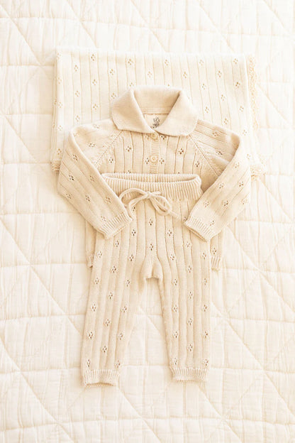 Knit Pointelle Blanket - Milk & Sugar