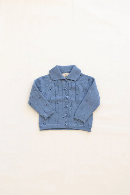 Heirloom Pointelle Cardigan - Blue Jay